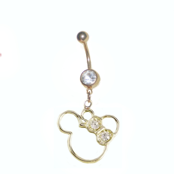 Golden Disney Minnie Mouse crystal bow belly ring - Picture 4 of 5
